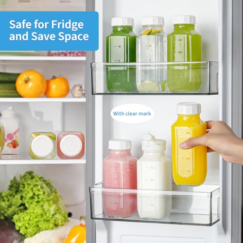 Syntic Glass Juice Bottles with Lids, 3 Pack Clear Glass Water Bottles w 2 Pour Spouts, 16 Oz Reusable Milk Jug w 100% Airtight Cap and Scale for Juicing Containers, Breast Milk Storage, Drinking Jar - style: 3 Pack