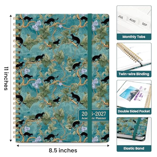Planner 2026-2027, Academic Year Weekly and Monthly Calender Planner, from Jul 2026 - Jun 2027, Spiral Bound School Planning Book, Perfect for Teacher, Student, Women & Men, A4 (8.5" x 11"), Cats in Vine - color: H-Cats in Vine, size: (8.5"x11")a4