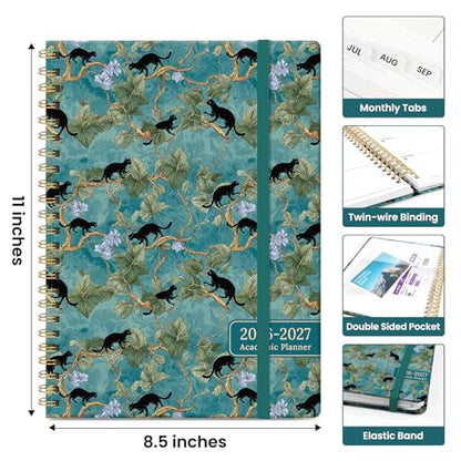 Planner 2026-2027, Academic Year Weekly and Monthly Calender Planner, from Jul 2026 - Jun 2027, Spiral Bound School Planning Book, Perfect for Teacher, Student, Women & Men, A4 (8.5" x 11"), Cats in Vine - color: H-Cats in Vine, size: (8.5"x11")a4