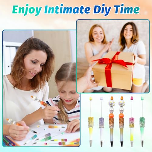 150 Pcs DIY Diamond Beadable Pen Kit - 50 Plastic Rhinestone Beaded Pens Bulk with Refills & Bags - Fancy Cute Glitter Pens for Crafting, Students & Teachers – School Supplies (Gradient) - color: Gradient, size: 50