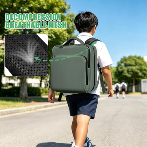 LLi Cufite Zippered Binder Bag,3 Ring Binder with Multi-Pocket - 500 Sheet Capacity, Up to 14" Laptop and Tablet, Detachable Backpack Straps & Shoulder Use for School and Offices(Dark Green) - color: Dark Green