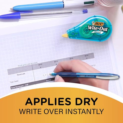 BIC Wite-Out Mini Correction Tape, White, No Dry Time, Long Lasting, 12-Count