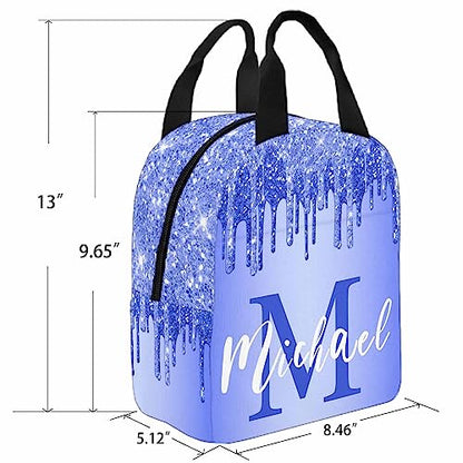 Custom Name Backpack Bag for Boys Girls, Personalized Blue Purple Shinning Glitter Monogram Schoolbag Casual Backpack Customized Bookbag or Lunch Bag for Kids Unisex Back School Camping Travel - color: Multi 15