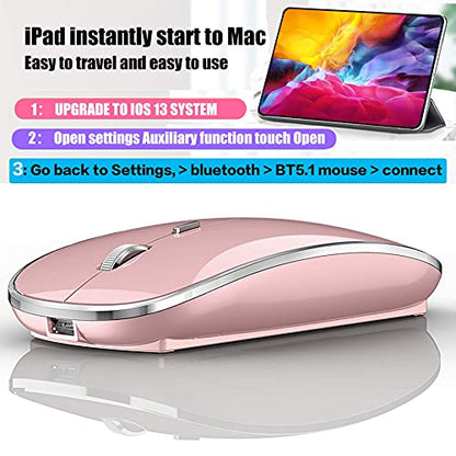 Wireless Bluetooth Mouse for iPad pro iPad Air Mac MacBook Pro MacBook Air Laptop iMac Chromebook Win8/10/11 HP DELL PC (Pink) - color: ROSE GOLD PINK