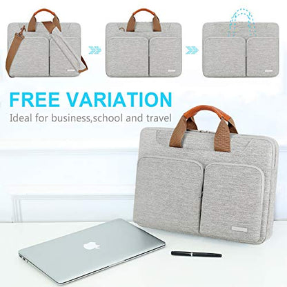 Lacdo 360° Protective Laptop Shoulder Bag, 15-15.6 inch Laptop Sleeve Case for Acer HP Lenovo Dell ASUS Laptop, Acer Aspire, HP Pavilion, Dell Inspiron, Lenovo IdeaPad,ASUS ZenBook Computer Bag, Gray - color: Gray, size: 15.6 Inches