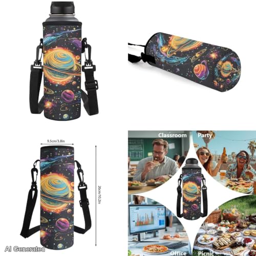 Cosmic Planet Backpack for Boys Girls Kids Backpack with Lunch Box Water Bottle Carrier and Cute Pencil Case 4PCS Set Bookbag with Front Pocket for School 17 inch Large School Bag Graduation - color: Cosmic Planet