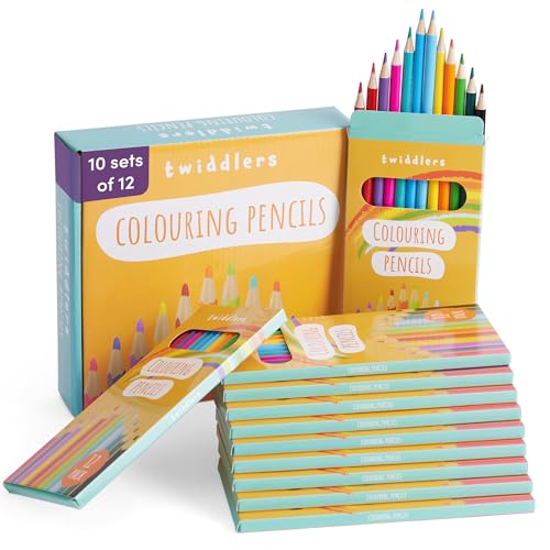 THE TWIDDLERS 10 Packs of Coloring Pencils, 12 Pencils Per Box, 120 Bulk colored pencils - 7" Full Length Multipack Drawing Set School Supplies, Party Favors, Art Sketching Pencils for Kids & Adults - style: 10 Pack