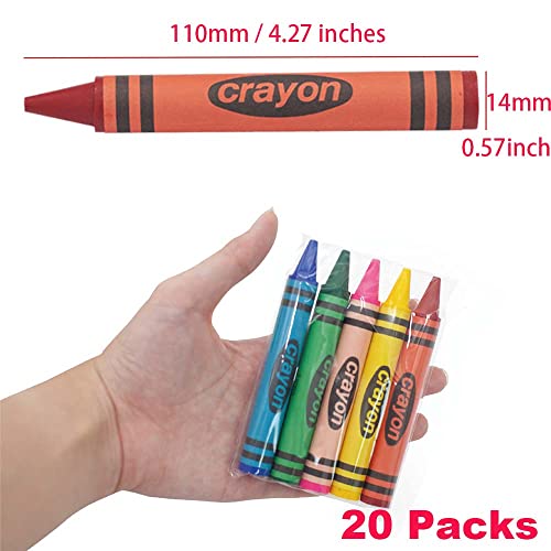 Lucky Art 20 Sets of 5 Packs (100 count) Jumbo Size Crayons - Mini Crayon Packs Non-Toxic; Crayons in bulk for Kids Party Favors, School Supplies for Teachers & Travel - size: Jumbo, style: 20 Sets (100 Counts)