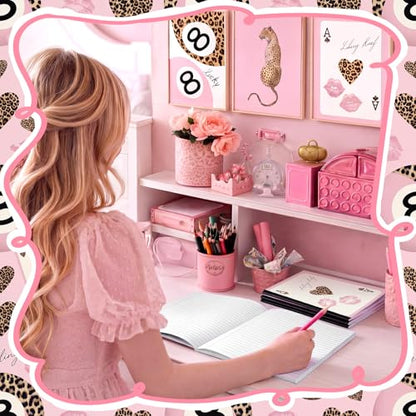 Resurhang 3 Pack Cheetah Leopard Print Notebook Preppy Pink Leopard Composition Notebook for Girl Cheetah Y2k Back to School Gift for Girls Pink School Office Supplies 7.5 x 9.75 Inch