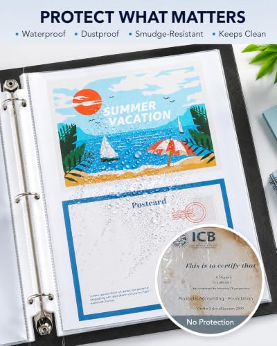 KTRIO Sheet Protectors for 3 Ring Binder 500 Pack, Plastic Sleeves 8.5 x 11 | Clear Page Protectors, Acid-Free Plastic, Fits Letter Size Paper Documents, Top Loading, Business Office School Supplies - size: 500 Pack, style: Clear Finish
