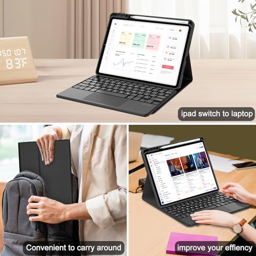 IVEOPPE Keyboard Case for Xiaomi Pad 8/8 Pro/Pad 7/7 Pro 11.2 Inch Trackpad | Magnetic Detachable Wireless Bluetooth Keyboard, Multi-Touch Trackpad, Pencil Holder, Stain Resistant Cover, Rechargeable - color: Black(Non-Backlit Keyboard)