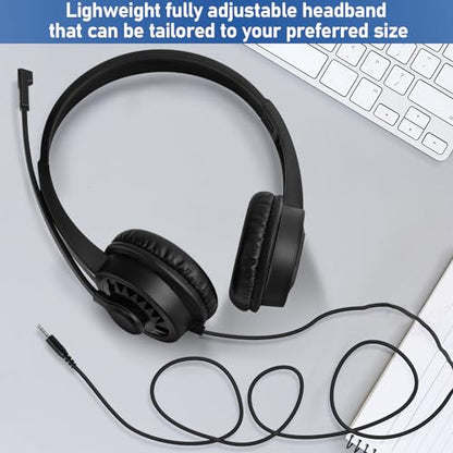 20 Pack Bulk Headset with Microphone for Classroom, Noise Canceling Computer Headphones with Microphone for Office, Durable 3.5mm Wired Headset with Mic for Meetings Laptop PC - size: 20 Pack