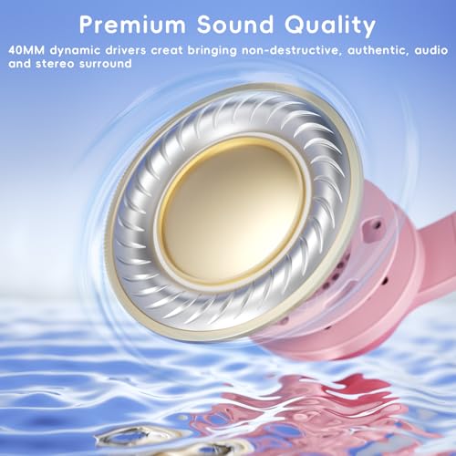 Candy Bila Kids Headphones, Wired Headphones for Kids Over Ear with Microphone, Foldable Headphone for Learning & Entertainment, Light Pink - color: Light Pink