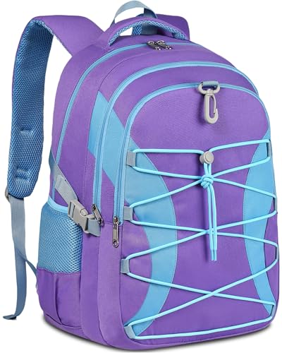 BLUEFAIRY Middle High School Backpack for Boys Girls Large Bookbag with Laptop Compartment Back to School Book Bags for Teens Teenagers Mochilas Escolares para Niños Niñas (Purple/Blue, Solid) - color: Purple/Blue