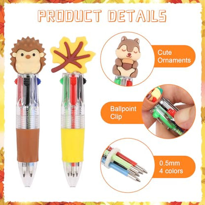 CCINEE 24pcs Thanksgiving Mini Multicolor Pens, Fall Turkey Pumpkins Retractable Writing Pen In One Holiday Ballpoint Pens for Students Teacher Office Coworker Gifts Classroom Prize Goody Bag Stuffers - color: Brown