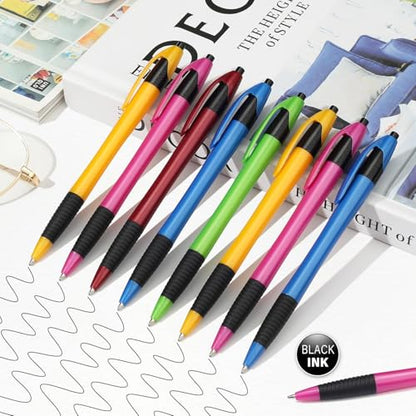 Pens Bulk, 60 Pack Gripped Slimster Ballpoint Pens Black Ink | 1.0mm Smooth Writing No Bleed No Skip, Click Pens with Comfort Grip for Teachers, Students, Servers, School & Office Use - style: Classic