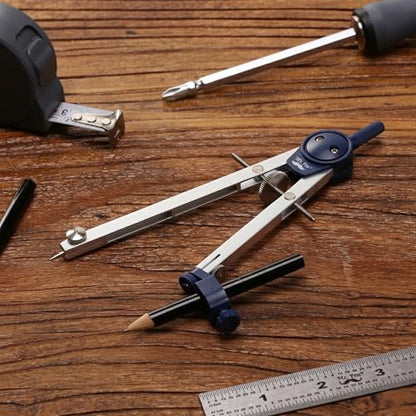 Mr. Pen- Metal Geometry Compass, Center-Wheel Design | Precision Drafting Compass with Pencil for School & Technical Drawing, Draws Circles up to 11 Inches Diameter - color: Silver