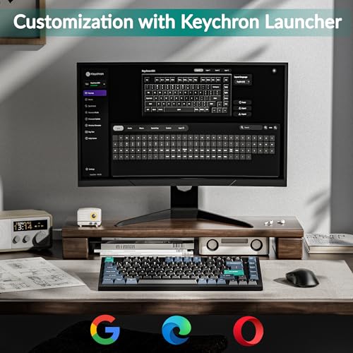 Keychron B31 Wireless Silent Keyboard, 75% Layout Quiet Typing Custom Programmable, 2.4 GHz/Bluetooth/Wired Ergonomic Support Compatible for Mac Windows Linux - Deep Black