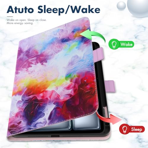 Dteck for iPad Air 13-inch Case 2024,iPad Case 12.9 inch Pro 6th/5th/4th/3rd Gen 2022/2021/2020/2018,Premium PU Leather Folio Stand Cover with Pencil Holder Auto Wake/Sleep Protective Cases,Colorful - color: 01 Colorful