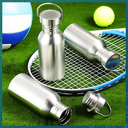 CHENGU 12 Pieces Sports Water Bottle 17 oz Stainless Steel Water Bottle Silver Uninsulated Single Walled Stainless Steel Sports Bottle for Runners, Hikers, Picnics, Cyclists and Beach Goers