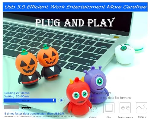 128GB USB 3.0 Flash Drive Cartoon Novelty Halloween White Devil Memory Stick Silicone Rubber Pendrive - color: Halloweendevil, size: 128GB 3.0