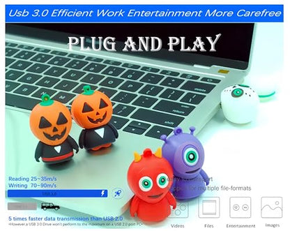 128GB USB 3.0 Flash Drive Cartoon Novelty Halloween White Devil Memory Stick Silicone Rubber Pendrive - color: Halloweendevil, size: 128GB 3.0