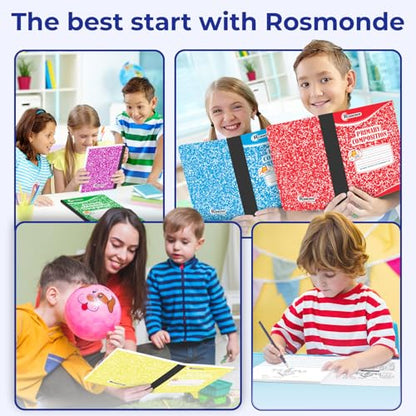 Rosmonde 5 Pack Primary Composition Notebook, 200 Pages (100 Sheets), Drawing Story Journal Writing Notebook, 9-3/4 x 7-1/2, Primary Composition Notebooks, Grades K-2, With Header For Drawing - size: 5 Pack