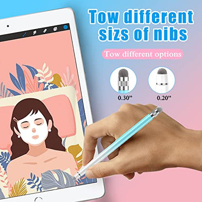 Bopomofo 2PCS Stylus Pen for Touchscreen,High Sensitivity & Precision | Metal Barrel,Fiber Tip,No Charging,Compatible with iPhone iPad Android Microsoft Surface Nintendo Switch Touch Screen - color: B-White Pink/White Blue