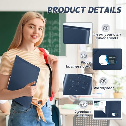 Henoyso 60 Pack Plastic Folders with Clear Front Pockets Bulk Heavy Duty File Folders with 2 Pockets and Card Slot for Student Teacher Back to School Supplies Office Presentation (Navy Blue) - color: Navy Blue
