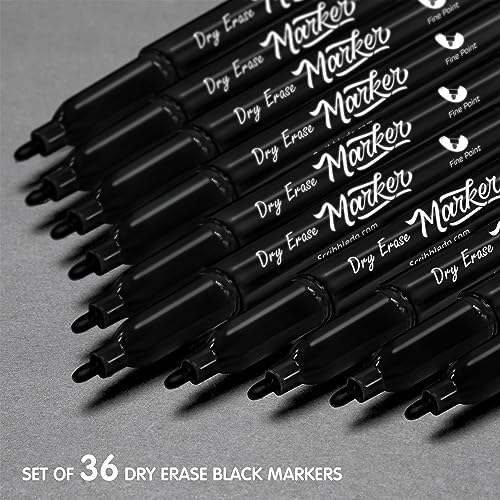 Scribbledo 36-Pack Black Fine Tip Dry Erase Markers with Eraser Cap | Low-Odor Whiteboard Markers for Office, Workplace & Professional Use - style: 36 Pack