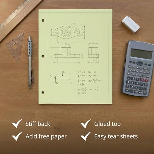 ROARING SPRING Graph Ruled Engineering Pad, Engineering Graph Paper Pad, 5x5 Enclosed Grid, 8.5" x 11", 100 Sheets, 3 Hole Punched, Green Tinted Sheets, Made in USA - color: Green, size: Enclosed Grid (100 Sheets) (Pack of 1)