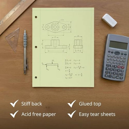 ROARING SPRING Graph Ruled Engineering Pad, Engineering Graph Paper Pad, 5x5 Enclosed Grid, 8.5" x 11", 100 Sheets, 3 Hole Punched, Green Tinted Sheets, Made in USA - color: Green, size: Enclosed Grid (100 Sheets) (Pack of 1)
