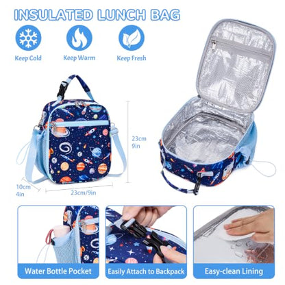 Bento Lunch Box for Kids Adult, Leakproof 3-4 Compartment Bento Box Set with Insulated Food Jar,Water Bottle, Lunch Bag, School Lunch Container for Toddler Teen Girls Boys Ages 3+(Space) - color: Space