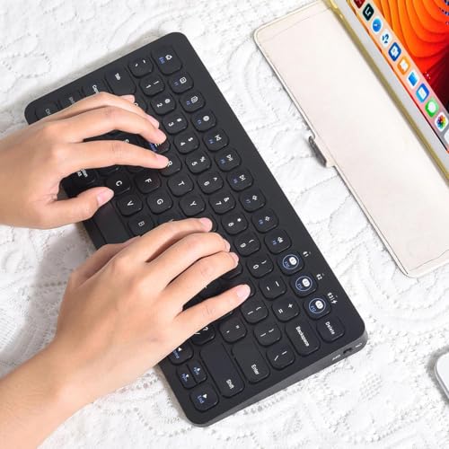 Keyboard, Wireless Bluetooth Keyboard, Multi-Device Ergonomic, Wireless, Compatible with Laptop/PC/Notebook/MacBook/Computer, for iPhone/iPad/iPad mini/iPad Air/Smart TV - color: BK