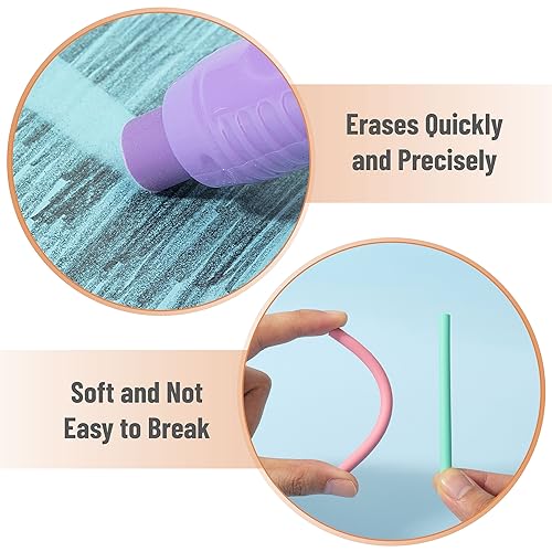 Mr. Pen- Retractable Mechanical Eraser Pens, 6 Pack, Vibrant Colors | Latex-Free Precision Pencil Erasers for Artists, Students, Drawing, Sketching & Drafting | Latex-Free Precision Pencil Erasers for Artists, Students, Drawing, Sketching & Drafting - col