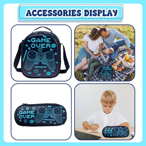 Meetbelify Boys Rolling Backpack with Wheels Kids Luggage for Elementary Students Trolley Trip Carry On Bag for Girls Boys 6-8 - color: Boy Game