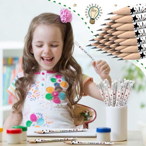 Tenceur 48 Pcs 2nd Graders Pencils Bulk Motivational Pencils with Erasers Inspirational Pencil with Back to School Supplies for Kids Student Teacher Classroom Reward - style: 2nd Graders