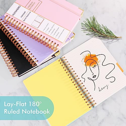 Huhuhero 5 Subject Notebook with Dividers, 240 Pages Pink Spiral Journal College Ruled, B5 Aesthetic Writing Journals for Women, Hardcover Notebooks for Work Note Taking, College Essentials - color: Pink
