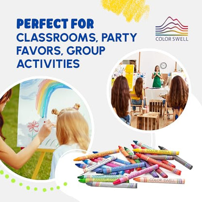 Color Swell 24-Pack Crayons – Non-Toxic, Ideal for Kids, Students, Adults, and Classroom Activities - size: 1 Pack | 24 Crayons