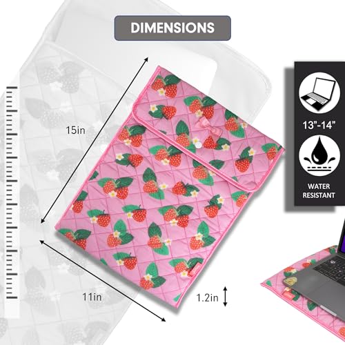 Sonix | Quilted Laptop Sleeve | 13-14 Inch, Quilted Soft Comfy Laptop Carrying Case, Computer Sleeve | Wild Strawberries (13" - 14") - color: Wild Strawberries