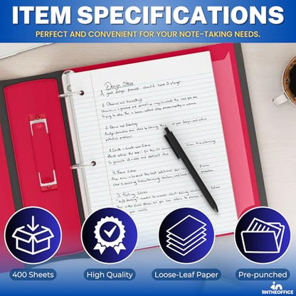 1InTheOffice Loose Leaf Paper College Ruled, Notebook Filler Paper, 8.5" x 11", 3-Hole Punched, White, 300 Pack