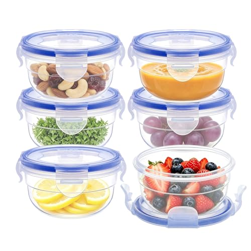 KIGI Round Food Storage Containers, Leak-Proof, Airtight & Watertight Small Plastic Bowls for Snacks, Meal Prep and Lunch, Freezer Safe, 4-Sided Locking Lids, BPA-Free,10 oz / 1.25 Cup,12 Piece Set - size: 1.25 cup (12-Piece)