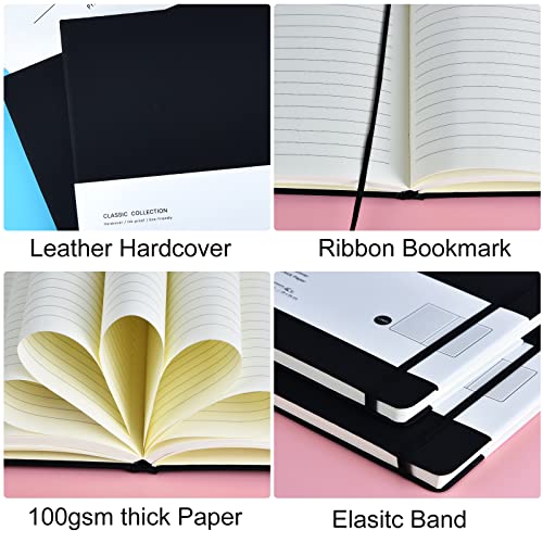 Coopay 6 Pack B5 Notebooks Journal College Ruled Composition Notebooks Classic Hardcover Lined Journals for Office Home School Business Writing Note Taking, 10.2" x 7.5", 100GSM Thick Paper (Black) - color: Black