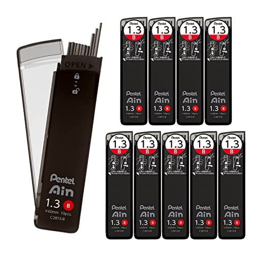 Pentel Ain Mechanical Lead C2813-B 0.05 inch (1.3 mm), B, 10 Pieces - size: 1 Count (Pack of 10), style: B