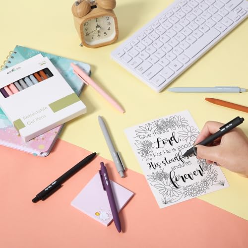 Mr. Pen- Retractable Gel Pens, 12 Pack, Black Ink, Earthly Neutrals Barrel | Fine Point 0.5mm, Fast Dry, Smooth Writing, Cute Pens for Drawing, Writing Planner and School Supplies - color: Earthly Neutrals Barrel, Black Ink, size: 12 Pack