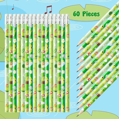 Xqumoi 60Pcs Frog Pencils with Eraser - Summer Frog #2 HB Pencils, Back to School Classroom Student Rewards, Back to School Office Supplies, Party Goodie Bag Fillers Stuffers, Birthday Party Favors - style: Frog