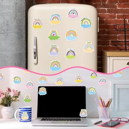 Xqumoi 30 Pack Boho Rainbow Teacher Sticky Notes - Spring Self Sticky Notepads Writing Memo Pads Teacher Appreciation Gift Back to School Office Supplies Birthday Party Favors Goodies Bag Fillers - style: Boho Rainbow (Teacher)