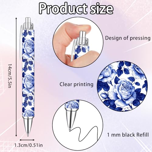 Blue and White Porcelain Pens Set – Elegant Ceramic-Inspired Writing Pens with Smooth Black Ink – Classic Gift for Students, Teachers, Office Use, Party Favors, Holidays, and Everyday Writing, 8 Pack - style: Blue and White Porcelain