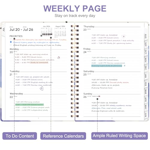 Planner 2026-2027, Weekly and Monthly Academic Year Calendar Planner, July 2026 - June 2027, Daily Agenda Book for Office School Supplies, A5(6.3'' x 8.5'') - color: 2607-Mountain Flight, size: 6.3"x8.5"(Jul 2026-Jun 2027)