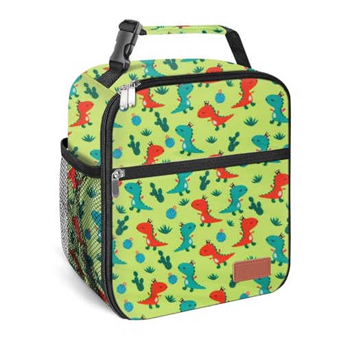 Lunch Box for Men & Women Durable Lunch Bag for Adults Reusable Small Lunchbox Orange Dinosaur - color: Orange Dinosaur